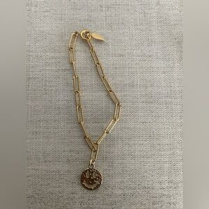 GOLD 14k Gold-Filled Paperclip Chain Bracelet - Smiley double side Face Charm